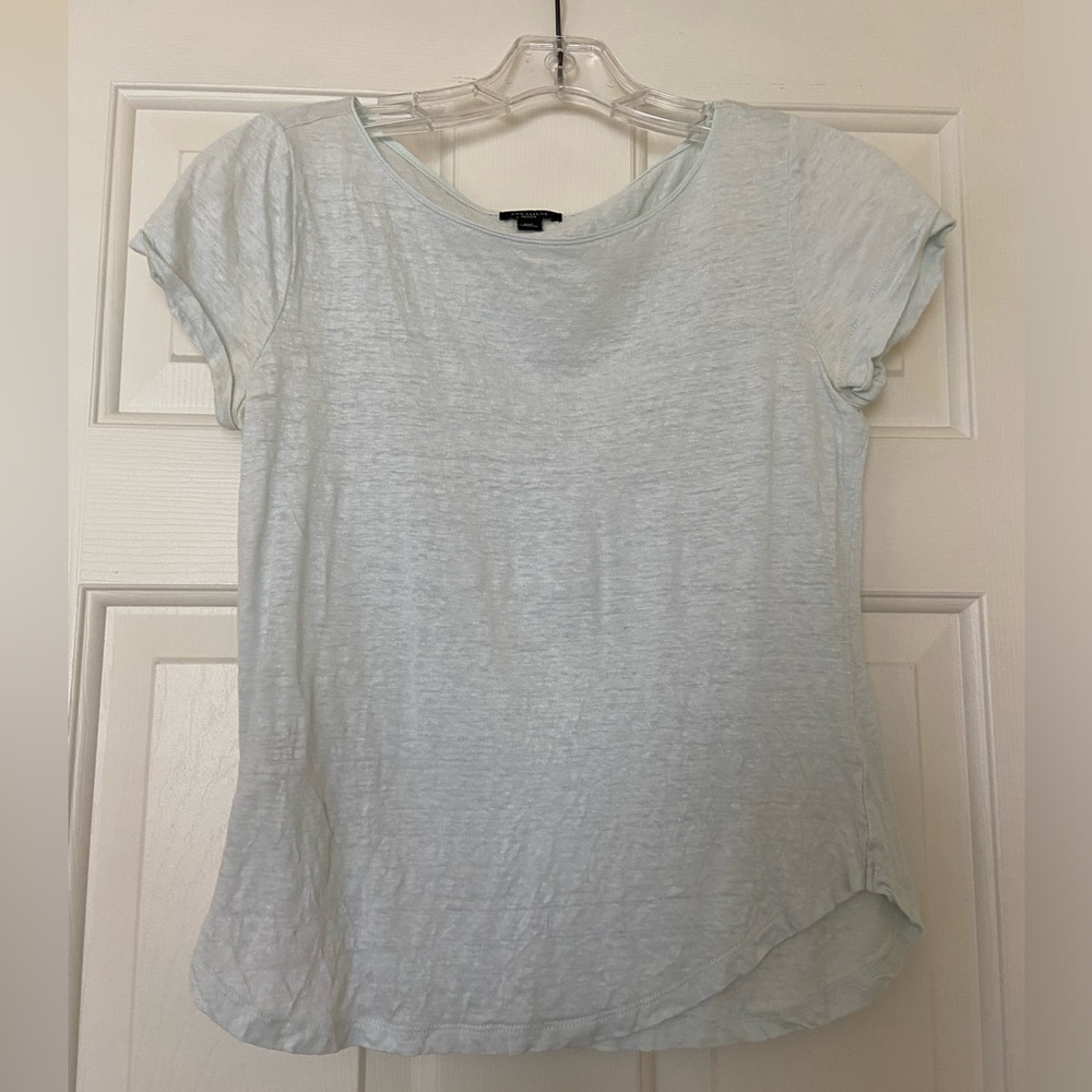 Ann Taylor Light Blue Linen Top